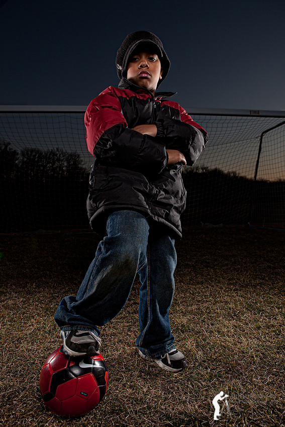My son the future soccer star. All he needs is the proper uniform.